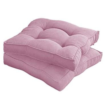 Imagem de Almofada Assento para Cadeira Futton (Kit 1/2/4) – Polialgodão Respirável 8cm de Altura, Almofada de Chão Quadrada Estilo Turca para Cozinha, Jantar e Escritório(Purple,40x40cm 2pcs)