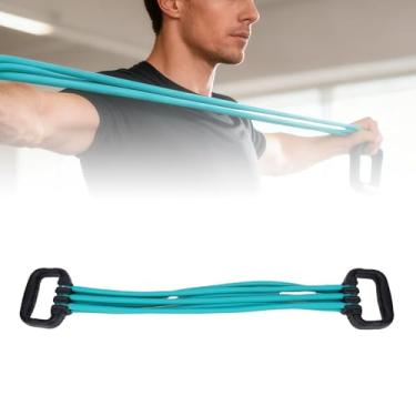 Imagem de Ymiko Faixa de Resistência Ajustável, Faixa de Exercício de Treino Elástico TPR de 6 Tubos para Ombro, Costas, Peito, Treinamento Muscular, Casa, Academia, Ioga, Verde