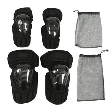 Imagem de Joelheiras Cotoveleiras Leves À Prova de Choque Confortáveis ​​Absorção de Suor Equipamento de Proteção Ajustável para Corridas de Motos Equitação Skate Patins Preto Tamanho Livre