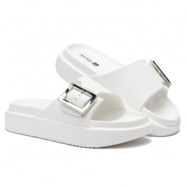 Imagem de Chinelo Feminino EVA 100% Confortável com Enfeite Metalizado – Leve, Macio e Estiloso (Branco, BR, Adulto, Faixa Numérico, 35, 36)