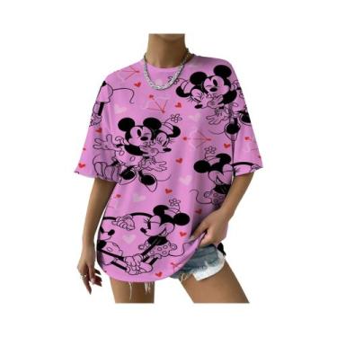 Imagem de Camiseta Feminina Disney Mickey Minnie Mouse Com Estampa De Amor, Moda