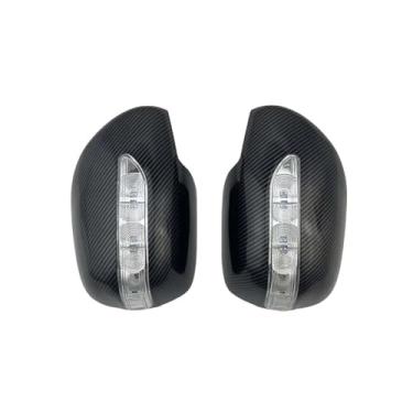 Imagem de Adesivos de fibra de carbono tampa do espelho da porta lateral com LED compatível com Toyota Hiace Commuter 2008 2012-2018 acessórios retrovisores do carro(Carbon Fiber)
