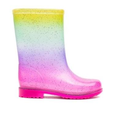 Imagem de Bota Galocha Infantil Grendene Barbie Colorful Rosa/verde-Feminino