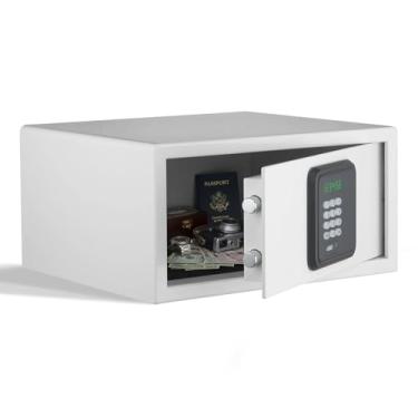 Imagem de Cofre de hotel de 3 metros cúbicos com teclado digital, cofre de uso duplo para hotel e casa com função de auditoria, senha de administrador, caixa de segurança para laptop, joias, relógio (branco