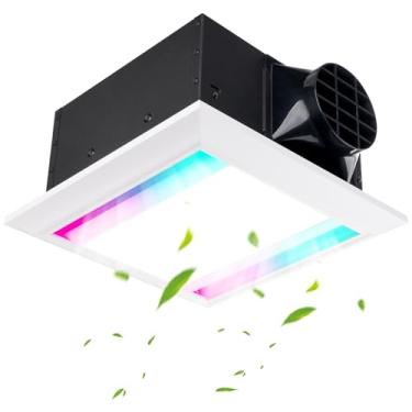 Imagem de TOYOUSEA Exaustor de banheiro de liga de alumínio ultra silencioso de 12 polegadas com luz LED 6500K, 1.0 Sone 220 CFM, montagem 10x10, ventilador de teto de 1500 LM