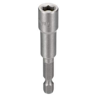 Imagem de HARFINGTON Broca de chave de porca, soquete métrico de 7 mm, haste sextavada de 1/10.2 cm, 2,56" (65 mm), soquetes magnéticos de 6 pontos de troca rápida, conjuntos de parafusos de aço Cr-V para