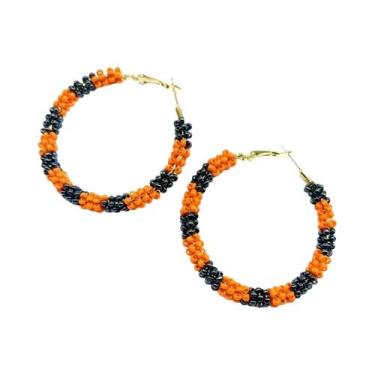 Imagem de Brincos De Argola Boêmios Coloridos Feitos À Mão Com Contas De Vidro E