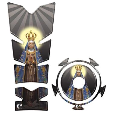 Imagem de Kit Protetor Tanque E Bocal Adesivo Moto Yamaha Fz15 Nossa Senhora Preto