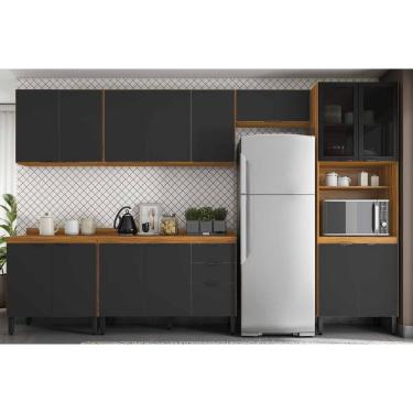 Imagem de Cozinha Modulada Demóbile 6 Peças Firenze C6P128 Avena/Grafito