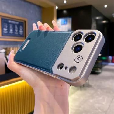 Imagem de SFDSUH Capa de luxo magnética em couro PU para iPhone 16e, com carregamento sem fio e sem bordas (para iPhone 16e/Azul)