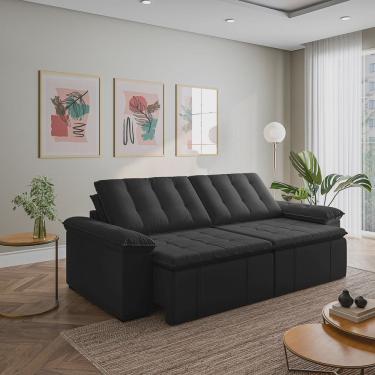 Imagem de Sofá Cama Retrátil e Reclinável 4 Lugares 280cm Veludo Palmeira Cabecasa Madeiramadeira