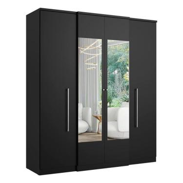 Imagem de Guarda Roupa Casal Splendore Glass 4 Portas Preto Acetinado - Thb