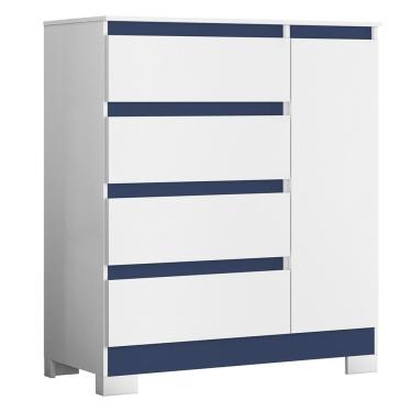 Imagem de Cômoda Sapateira Olímpia 1 Porta E 4 Gavetas Quadriflex Branco-azul - Móveis Albatroz