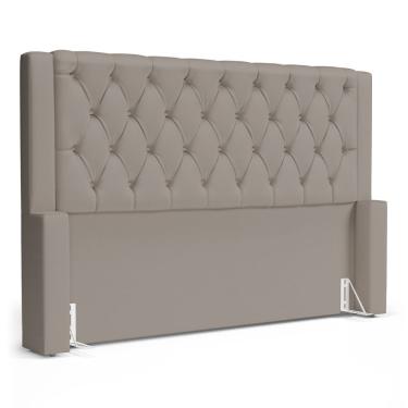 Imagem de Cabeceira Atena Para Cama Box Queen Size 160cm Capitonê Com Frame Suede Bege - Abmaza