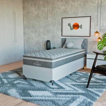 Imagem de Cama Box Solteiro + Colchão Paris Molas Ensacadas Cinza - eShop casa