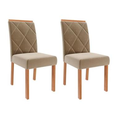 Imagem de Conjunto com 2 Cadeiras Fernanda Wood Suede Joli e Madeira - Modern