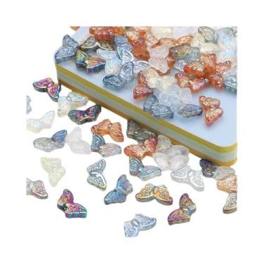 Imagem de Pingentes De Borboleta De Cristal Multicoloridos 8x15mm 50 Peças, Cont