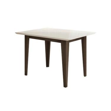 Imagem de Mesa de Jantar 120cm com Vidro Kate Poliman Móveis, Amendoa/Off White