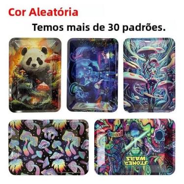 Imagem de Bandeja De Armazenamento De Metal 18x12,5cm Para Cigarros E Ervas, Est