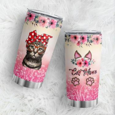Imagem de Caneca de café Tumbler Oasisdream 600 ml com estampa de gato