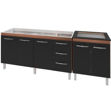 Imagem de Balcao Pia 160cm E Cooktop 4 Bocas Savana Preto Mobbs Savana Preto