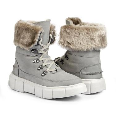 Imagem de Bota Feminina De Inverno Para Neve Em Couro Forrada Com La E Impermeavel - Oslo Bariloche Cinza-Feminino