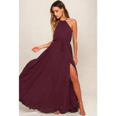 Imagem de Vestido Longo Maxi Boho Feminino Com Fenda Alta Para Praia, Verão E Fe