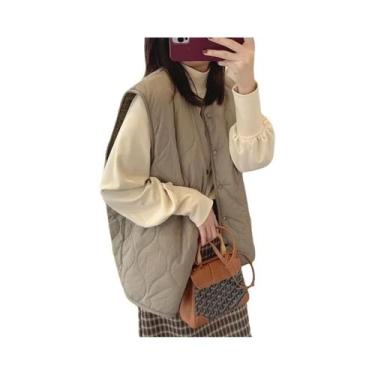 Imagem de Colete Feminino Reversível De Pelúcia Grossa Sem Mangas Com Gola O, Qu