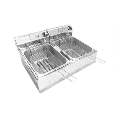 Imagem de Fritadeira Eletrica Industrial Dupla 14 L Aço Inox MASTER, Prateado, 1