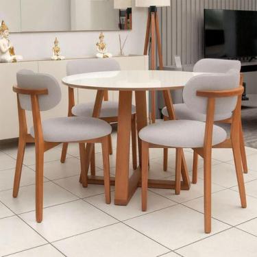 Imagem de Mesa de Jantar 1,05m x 1,05m com Tampo de Vidro 4 Cadeiras c/ Base em 