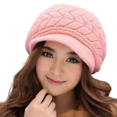 Imagem de Boné Touca Gorro Chapéu de Lã Forrado Inverno Malha Feminino - Modas F