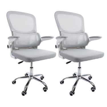 Imagem de Kit 2 Cadeiras de Escritório Diretor Oficial Atenas sem Apoio Cinza