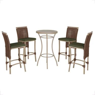 Imagem de Mesa Bistro E 4 Banquetas Roma Fendi Corda Náutica 12 Marrom