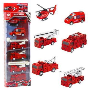 Imagem de Carrinhos De Bombeiro Fricção Miniatura Brinquedo 6 Peças - bigeterdy