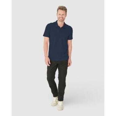 Imagem de Camisa Polo Básica Masculina Gola Retilínea Em Piquet Stretch Azul - PP-Masculino