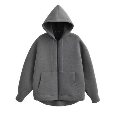 Imagem de Moletom Feminino Oversized Com Zíper, Manga Comprida, Com Capuz, Jaque