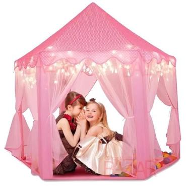Imagem de Barraca Infantil Tenda Iluminada Com Luzes Led Castelo Princesas Dobrá