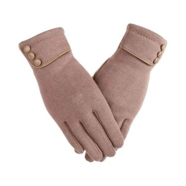 Imagem de Luvas Térmicas Femininas De Inverno Com Forro De Lã E Tela Sensível Ao
