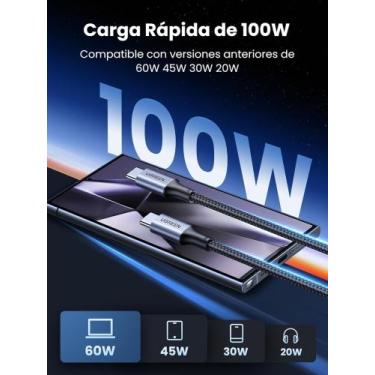 Imagem de UGREEN Cabo USB C p Tipo C PD 100W (2m,) Carregamento rápido compatíve