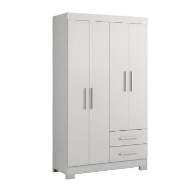 Imagem de Guarda-Roupa com 4 Portas e 2 Gavetas Branco com Rosa NT5005 Notável M