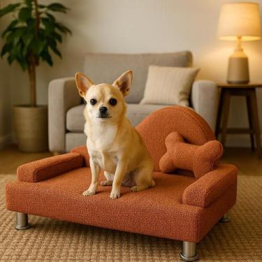 Imagem de Recaminer Pet Sofá Cama Para Cachorro e Gato Luxo Boucle Terracota - M