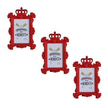 Imagem de Porta retrato plásticos vermelho foto 10x15cm decoração casa - emilar