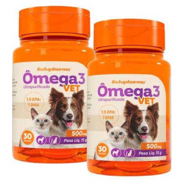 Imagem de Kit 2 Omega 3 Vet 500mg Suplemento Cães Gatos 30 Cápsulas - BOTUPHARMA
