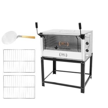 Imagem de Forno Elétrico Industrial Venâncio Roma FERI90 em Aço Inox com Pedra Refratária 2 Grades e Pá para Pizza 220V
