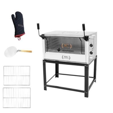 Imagem de Forno Elétrico Industrial Venâncio Roma Inox FERI90 com 2 Grades Luva Térmica e Pá para Pizza 220V