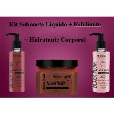 Imagem de Kit sabonete líquido + esfoliante + hidratante corporal - ameixa negra