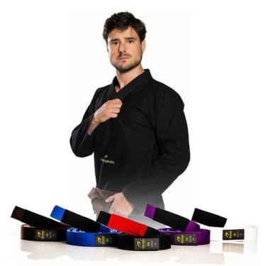 Imagem de Kimono Jiu-Jitsu First 350g Preto + Faixa Elite Pretorian Escolha Cor,