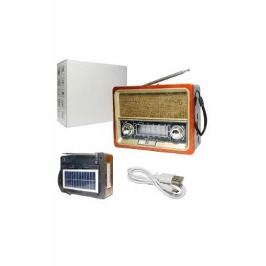 Imagem de Rádio Retrô Bluetooth Solar FM AM SW Madeira com USB - Congratulations