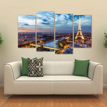 Imagem de Quadro Decorativo Paris Paisagem Em Tecido 4 Peças 1
