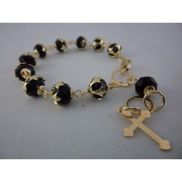 Imagem de Pulseira Terço Cristal Austriaco 8X6mm Com Tulipa ? Folhado Ouro